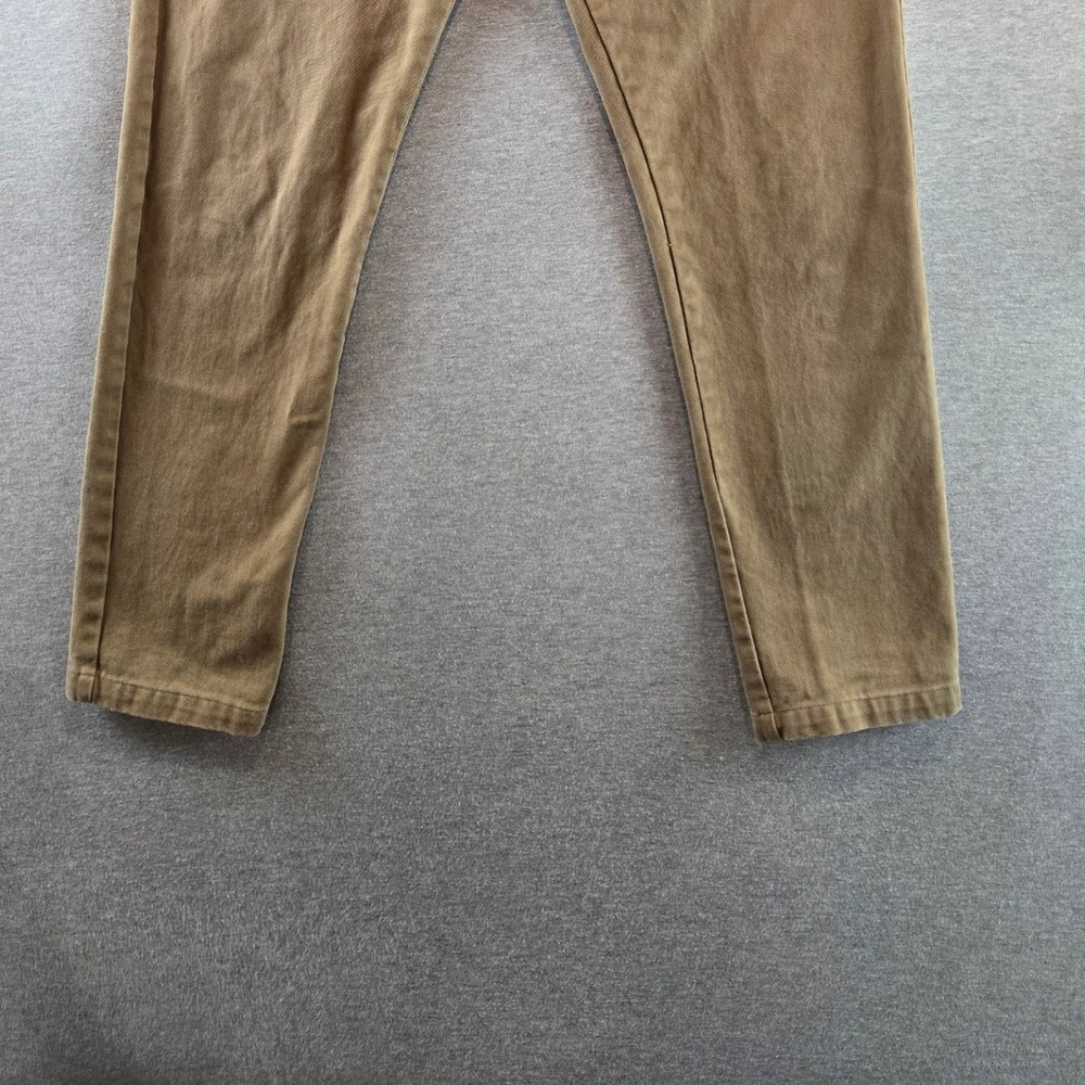 Alex Crane Canvas Cham Pants Mens 31 Olive Brown Cotton Taper Button Fly Chinos - Picture 6 of 10